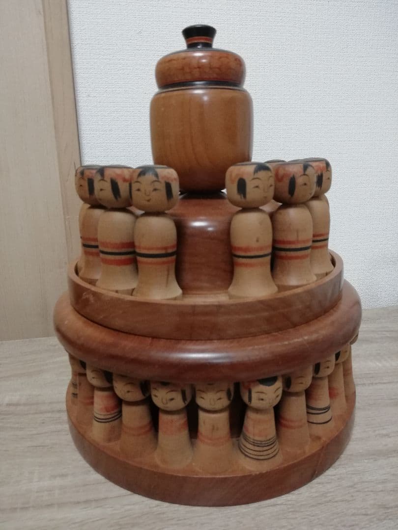 創作こけし　名工陳野原幸紀　伝統工芸品　二段構造　土湯系　インテリア　入れ子