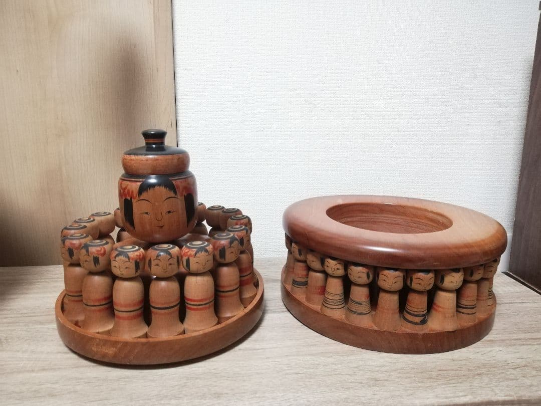 創作こけし　名工陳野原幸紀　伝統工芸品　二段構造　土湯系　インテリア　入れ子