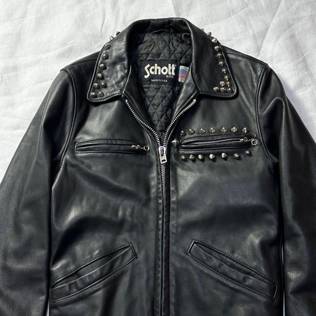 USA製 ショット レザージャケット シングルライダース 544 スタッズ 黒