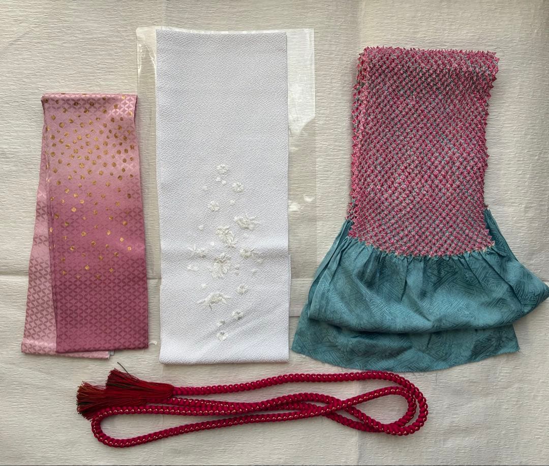 振袖一式セット　振袖/長襦袢/袋帯/他… 着丈160㎝以上　袖丈109㎝　ブルー