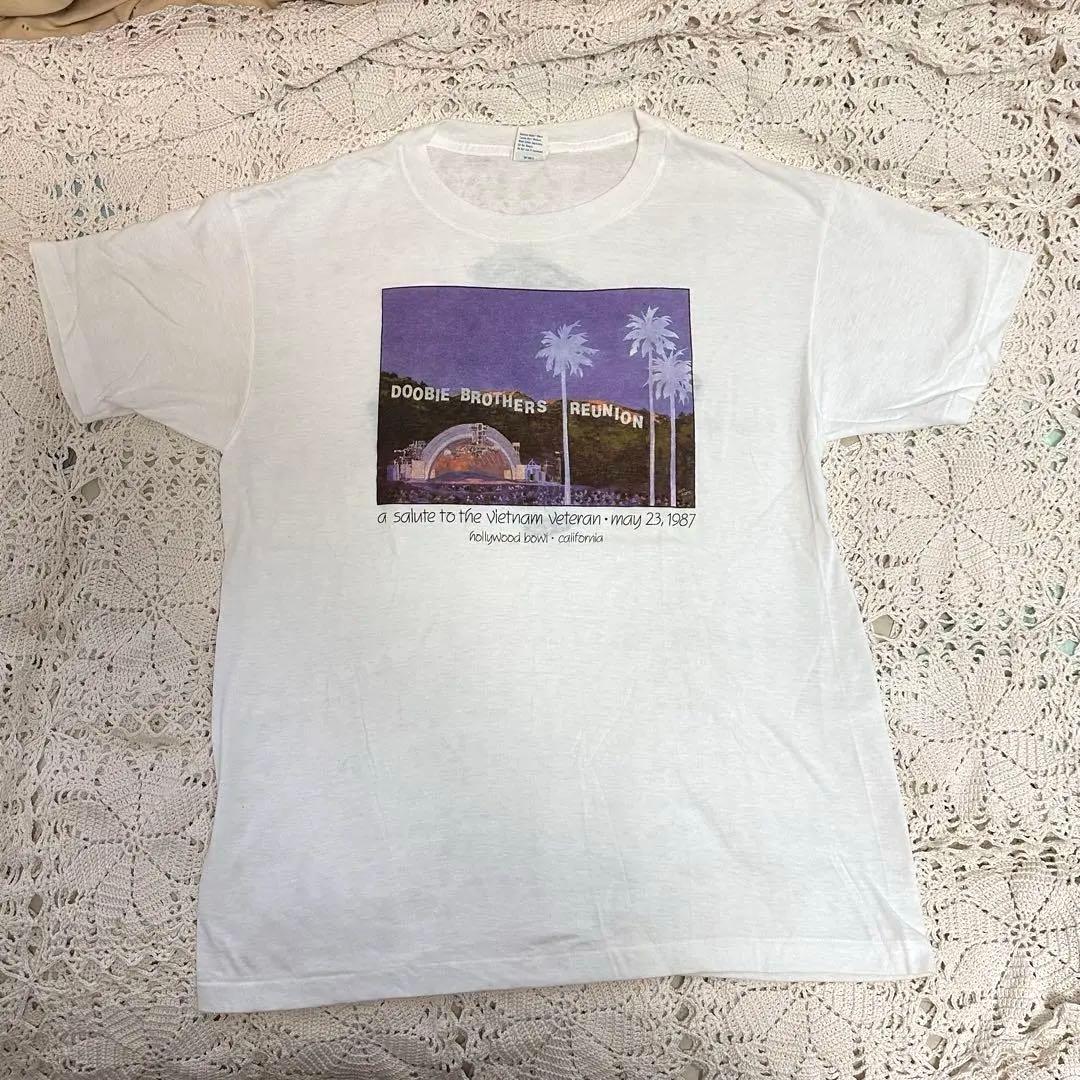 希少☆80s☆ドゥービーブラザーズ☆バンドTシャツ☆ホワイト☆Lサイズ☆BT24