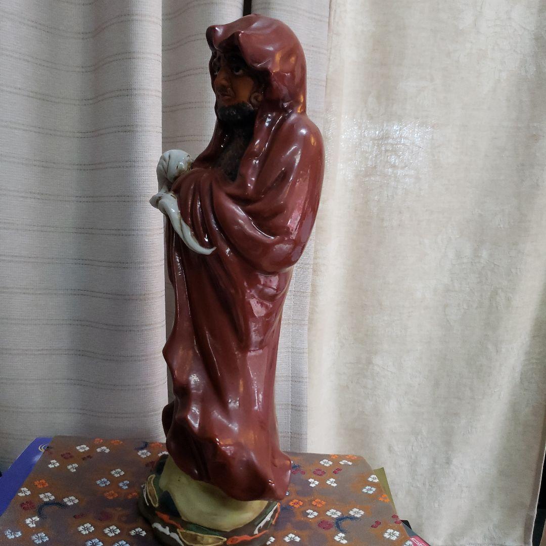 Ｂフライデー　九谷焼 陶器製 茶色 赤達磨像 置物