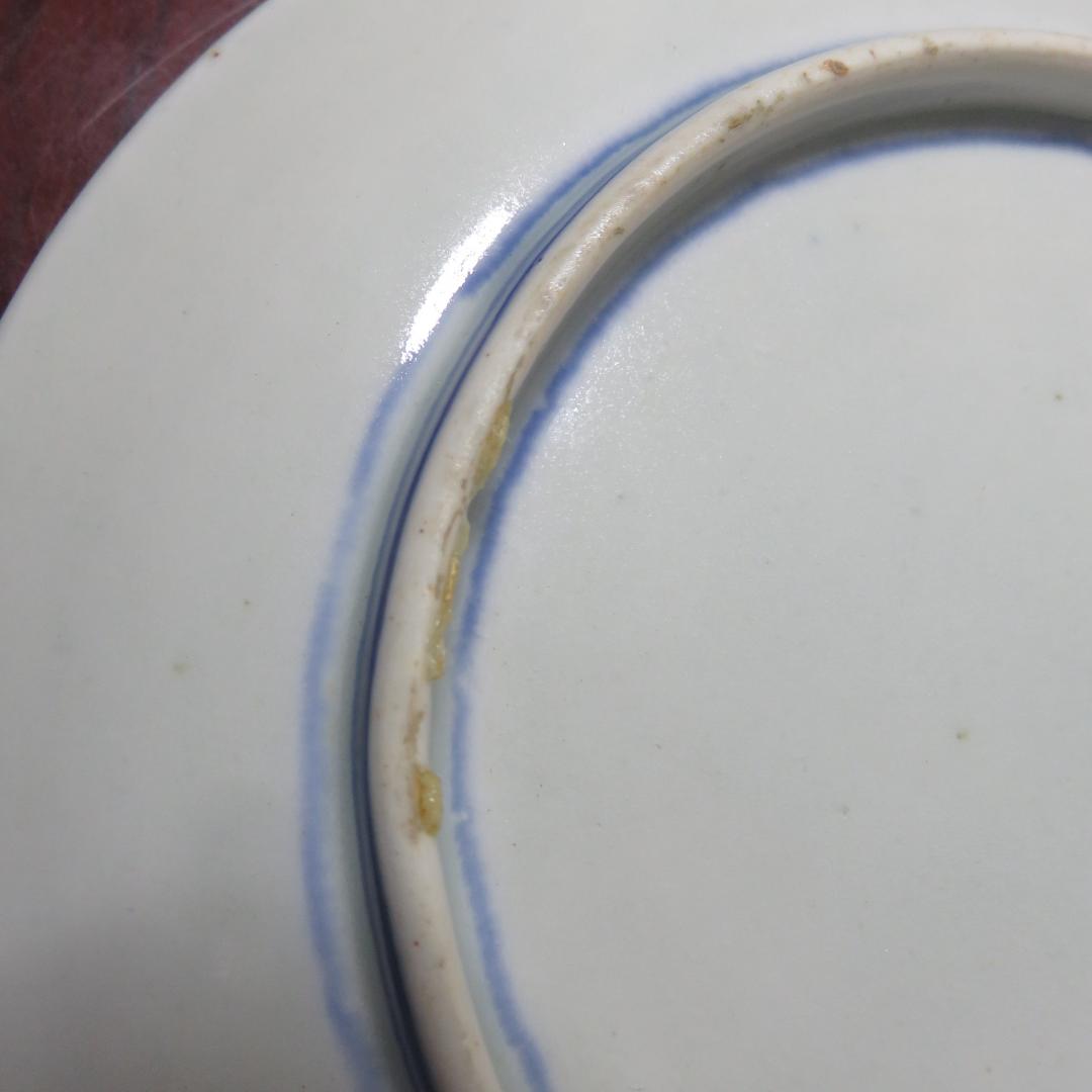 骨董 小皿 皿 5枚 印判手 染付 鳥文様 ニュウ 欠け 訳あり