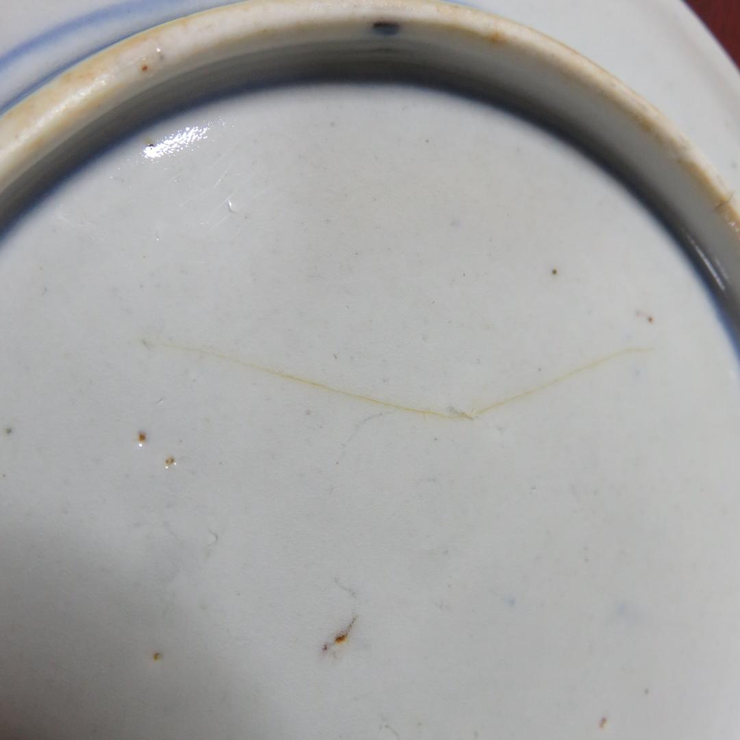 骨董 小皿 皿 5枚 印判手 染付 鳥文様 ニュウ 欠け 訳あり