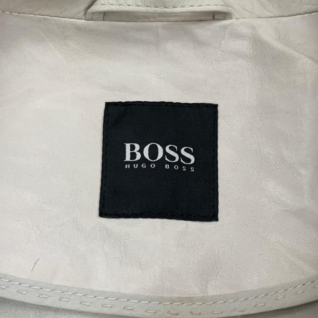 HUGO BOSS レザー ジャケット シングルライダース Lサイズ カウレザー