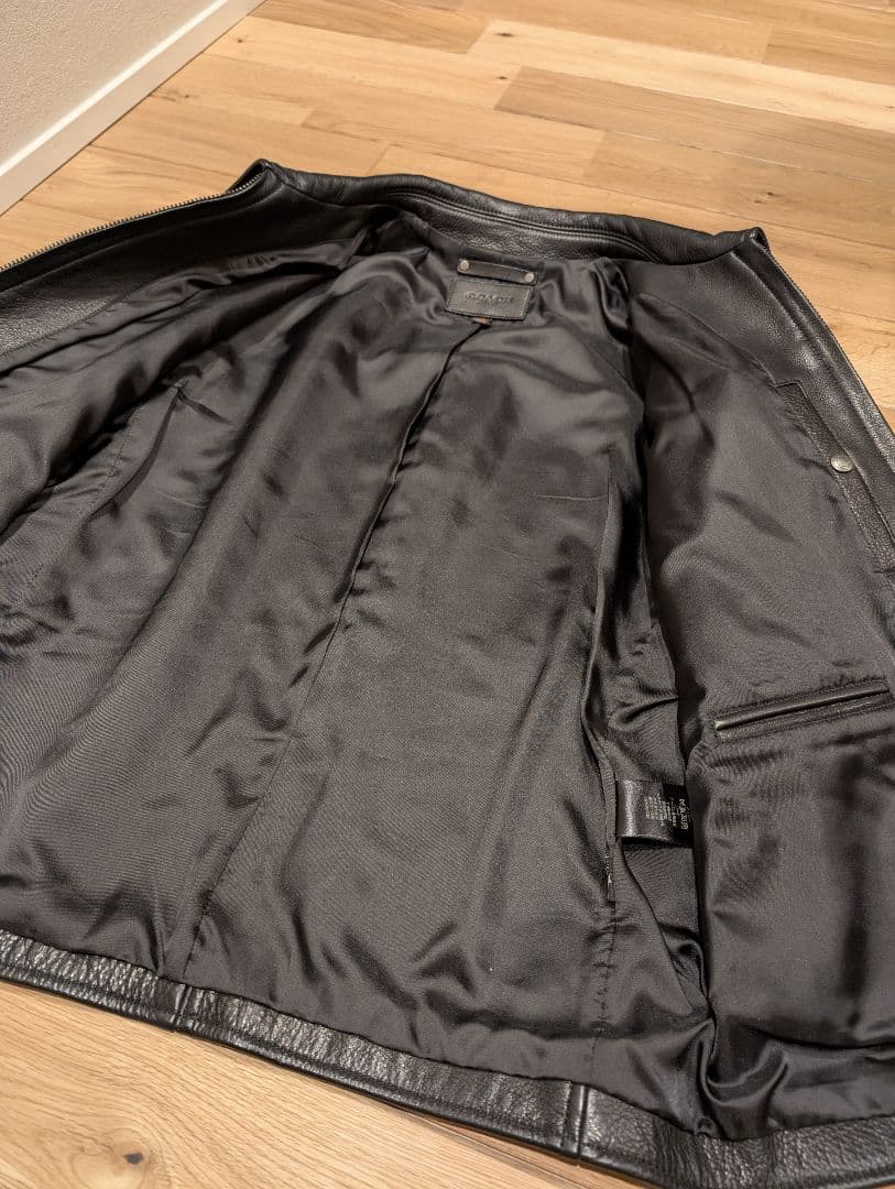 【美品】COACH　ジャケット　牛革　ブラック　コーチ　シングル