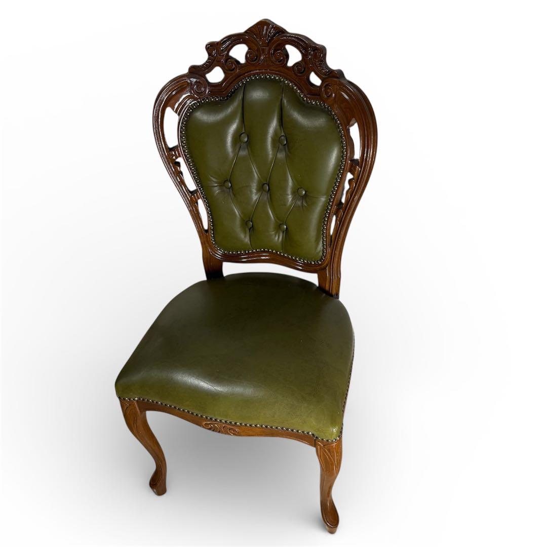 イタリアン ヴィンテージ調 ダイニングチェア レザー 猫脚 NO.3