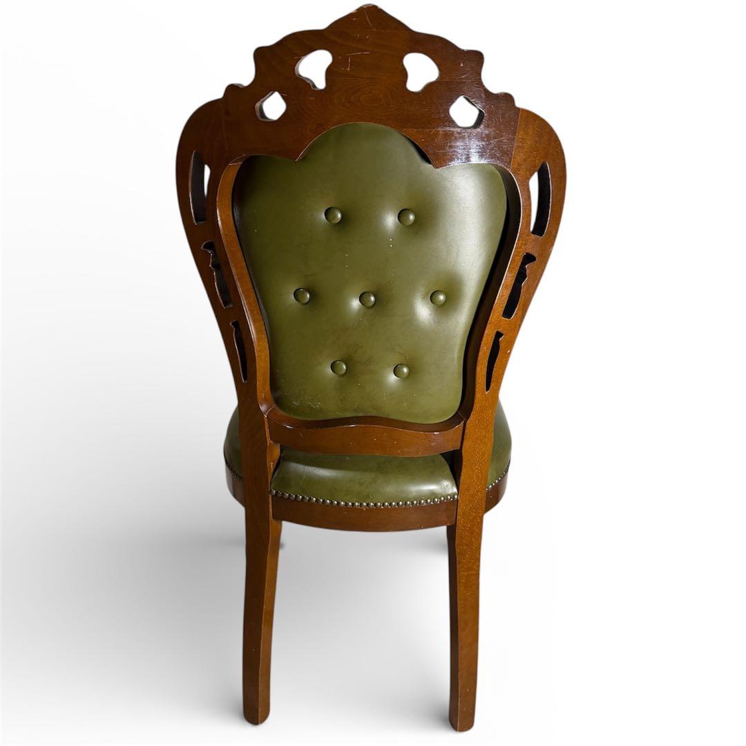 イタリアン ヴィンテージ調 ダイニングチェア レザー 猫脚 NO.3