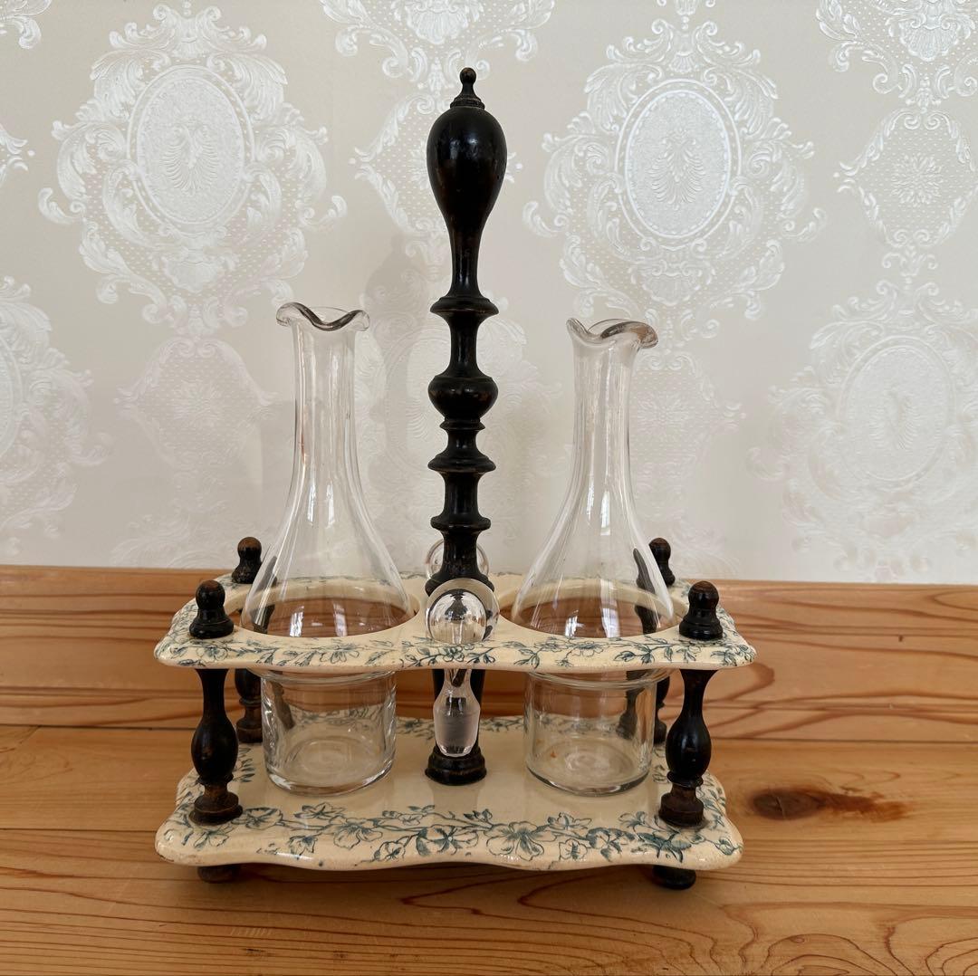 フランスアンティーク　サルグミンヌ　オイル&ビネガー　陶器フルセット　ナポレオン