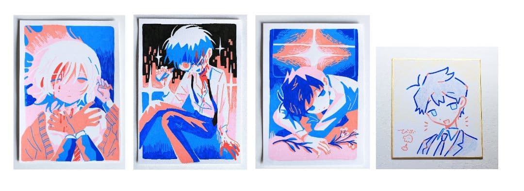 さいはて駅　ハンドメイドグッズ&直筆イラスト色紙　グッズ8点セット　びぶ