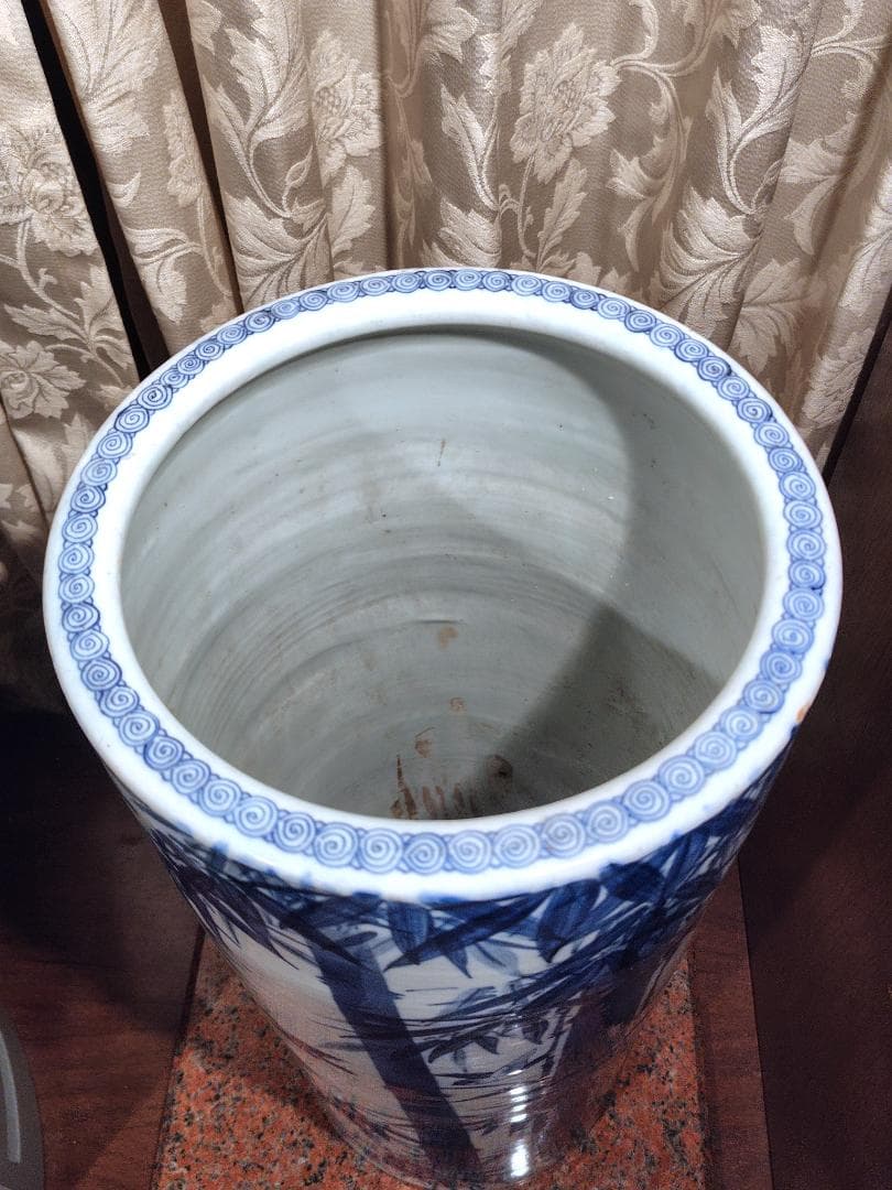 伊万里　染付け「土間火鉢」「立火鉢」　明治〜大正　特注品　極稀少　花器　傘立て