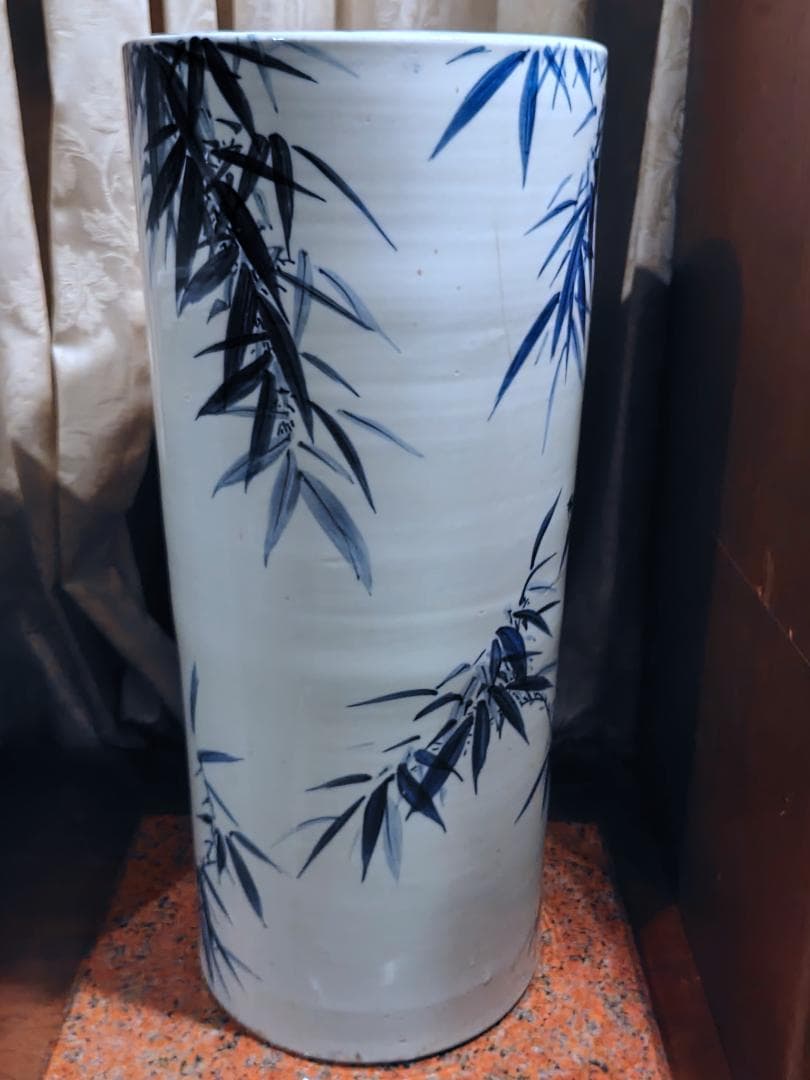 伊万里　染付け「土間火鉢」「立火鉢」　明治〜大正　特注品　極稀少　花器　傘立て