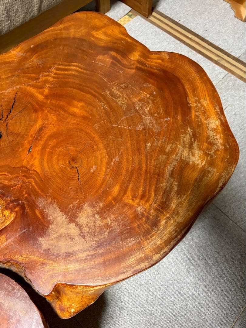 銘木 ケヤキ 一枚板 座卓 ローテーブル 無垢材 和家具 高級 幅107cm