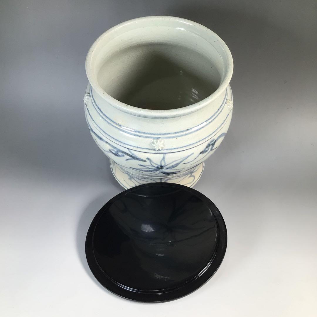 Ｎ３０３　水指　『太仙窯造』『唐草文』『安南手水指』　共箱　茶道具