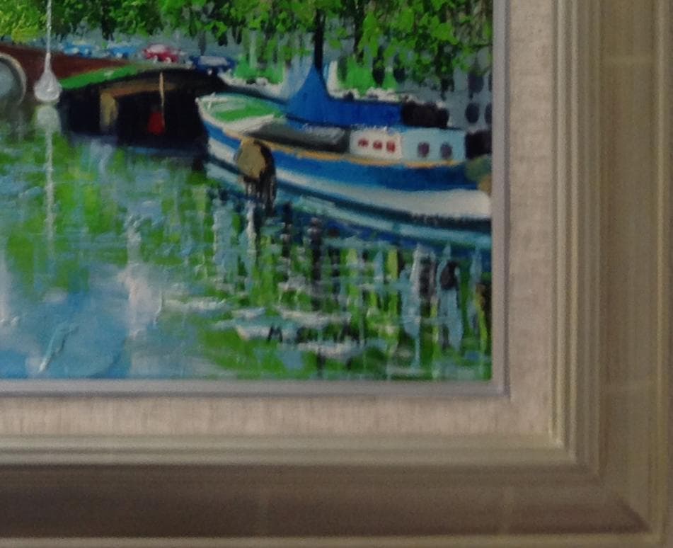 絵画 肉筆油絵 作者不詳 風景画 運河のある風景