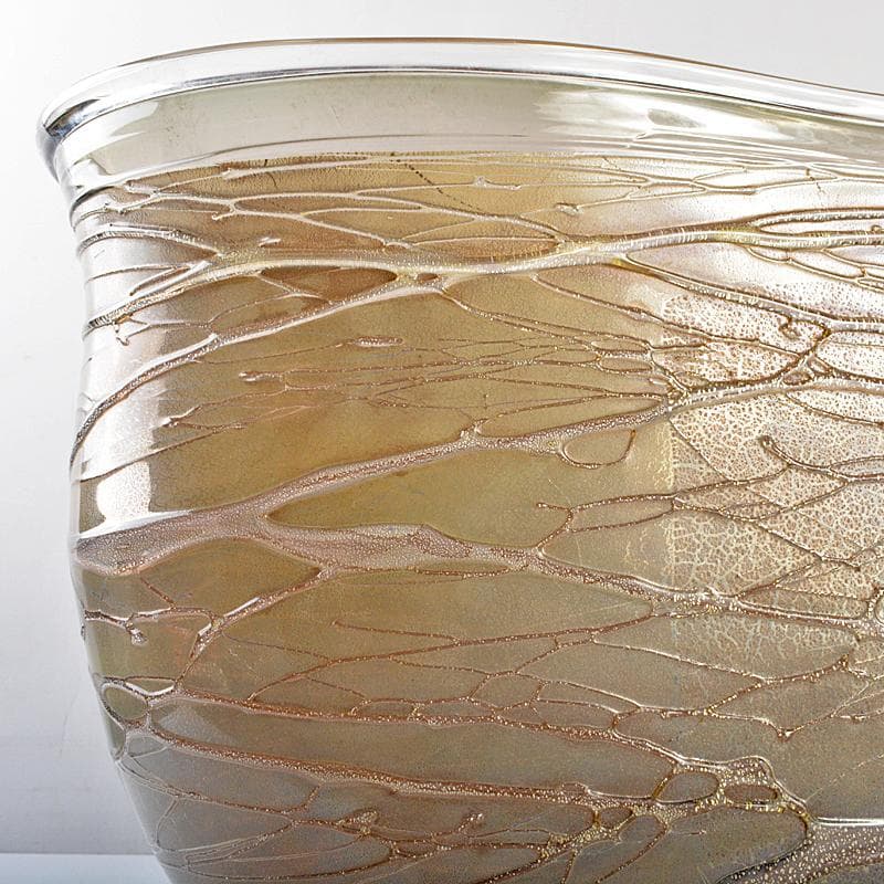 マロン富山ガラス作家安田泰三作　花器　「さざなみ」　共箱　M　R5860B