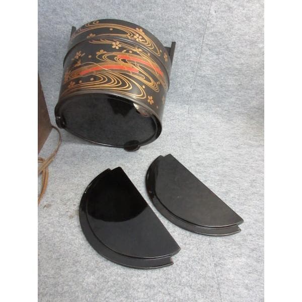 黒塗金蒔絵花筏文手桶水指箱付き [B26694]