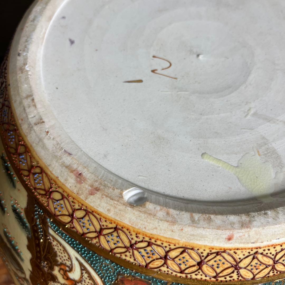 【豪華絢爛】武者絵 金魚鉢 武将・馬・金魚図 大型陶器 水鉢／火鉢／インテリア