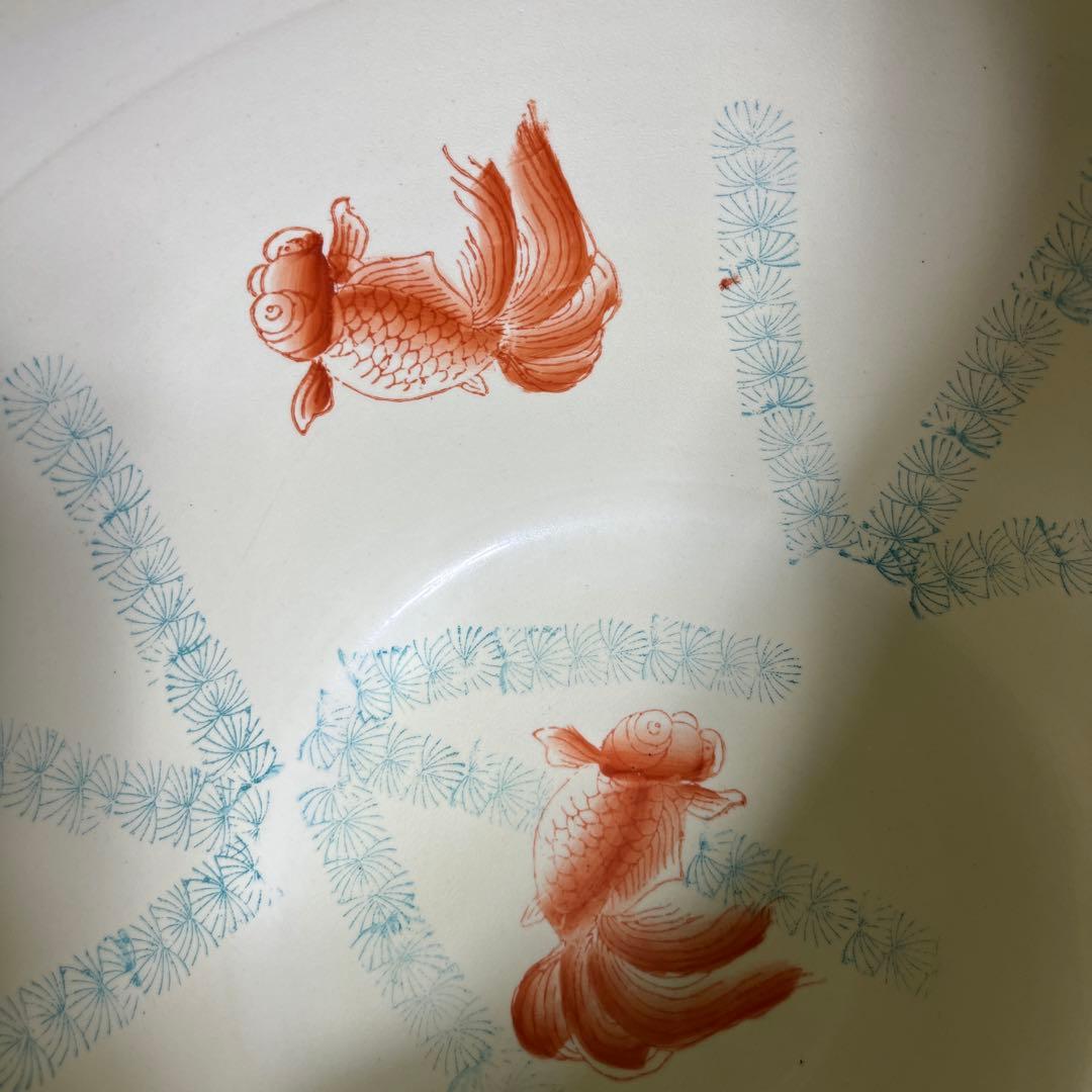 【豪華絢爛】武者絵 金魚鉢 武将・馬・金魚図 大型陶器 水鉢／火鉢／インテリア