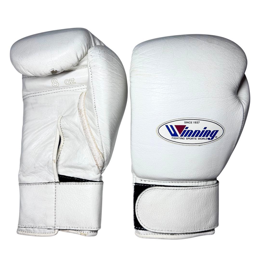 winning ボクシンググローブ 8オンス マジックテープ式 ホワイト 日本製