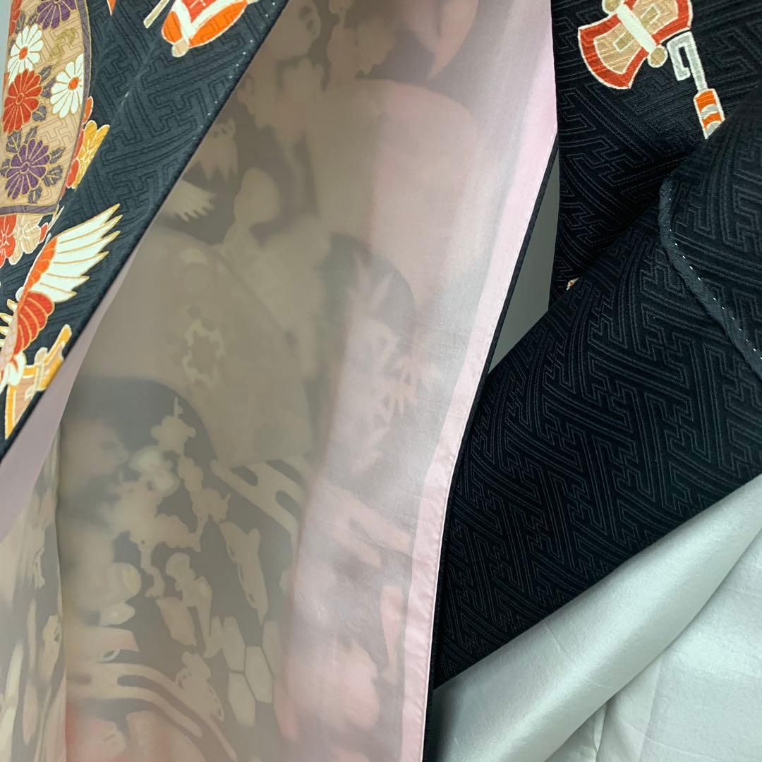 D21 正絹 振袖 松竹梅 鶴 縁起物 成人式 着物