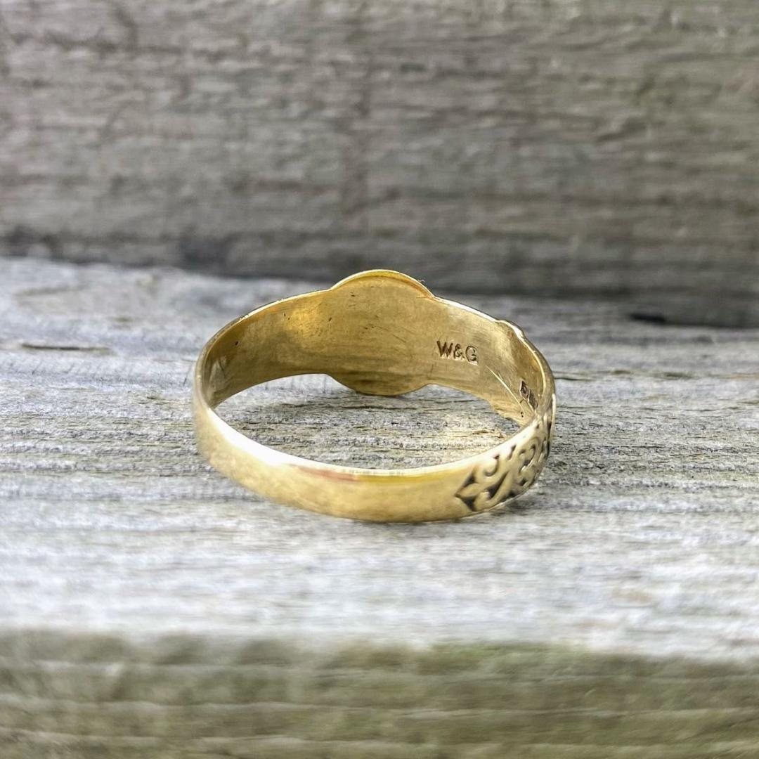 【希少】英国 アンティーク 9K ゴールド バックルリング 18号 1989年