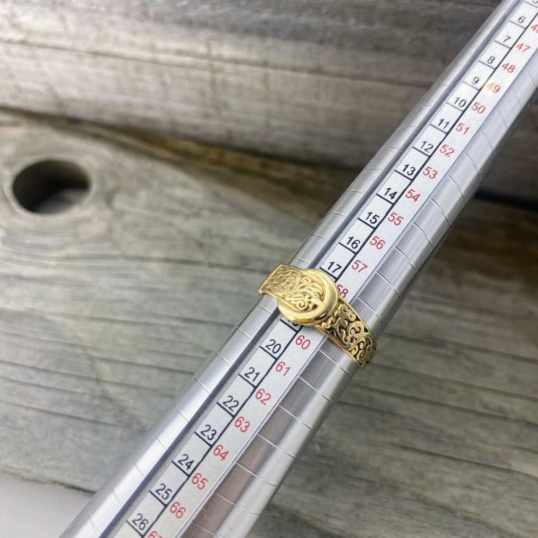 【希少】英国 アンティーク 9K ゴールド バックルリング 18号 1989年