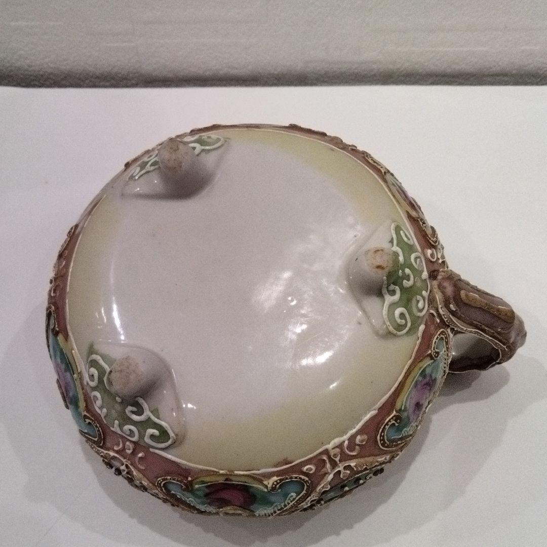 P262-2 オールドニッポン 彩色色絵盛上装飾薔薇文 水差 クリーマー S