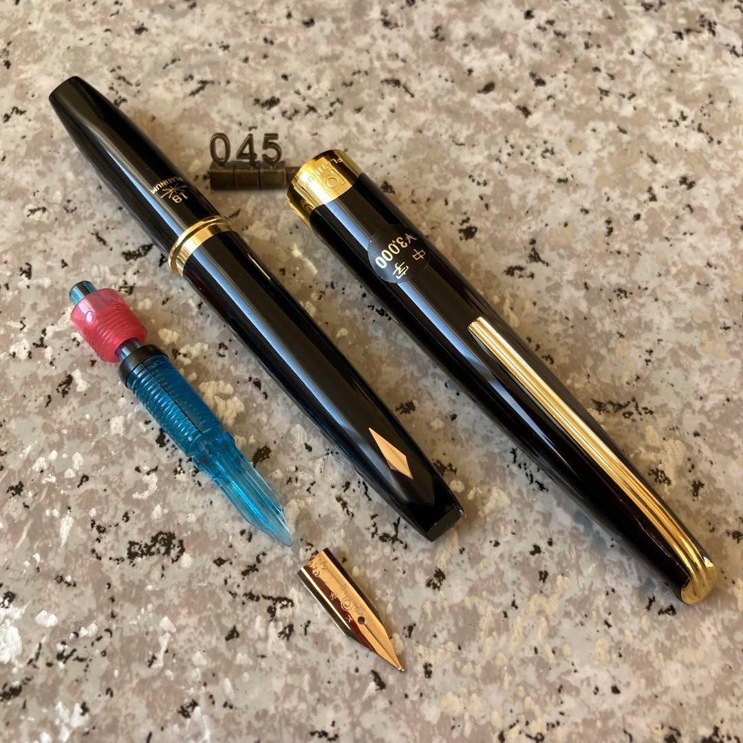 #045 オーバーホール済み 万年筆 プラチナ 象嵌 ポケット ショート18k