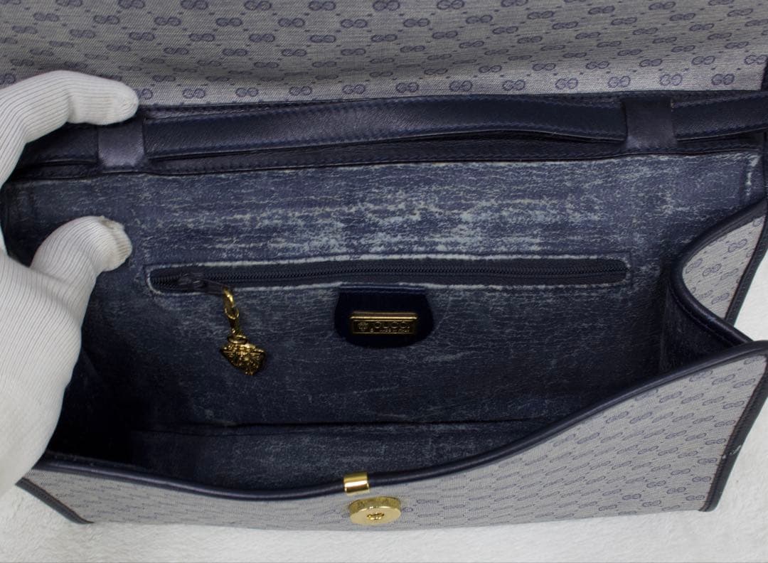 オールドグッチ　ショルダーバッグ グレー ネービー