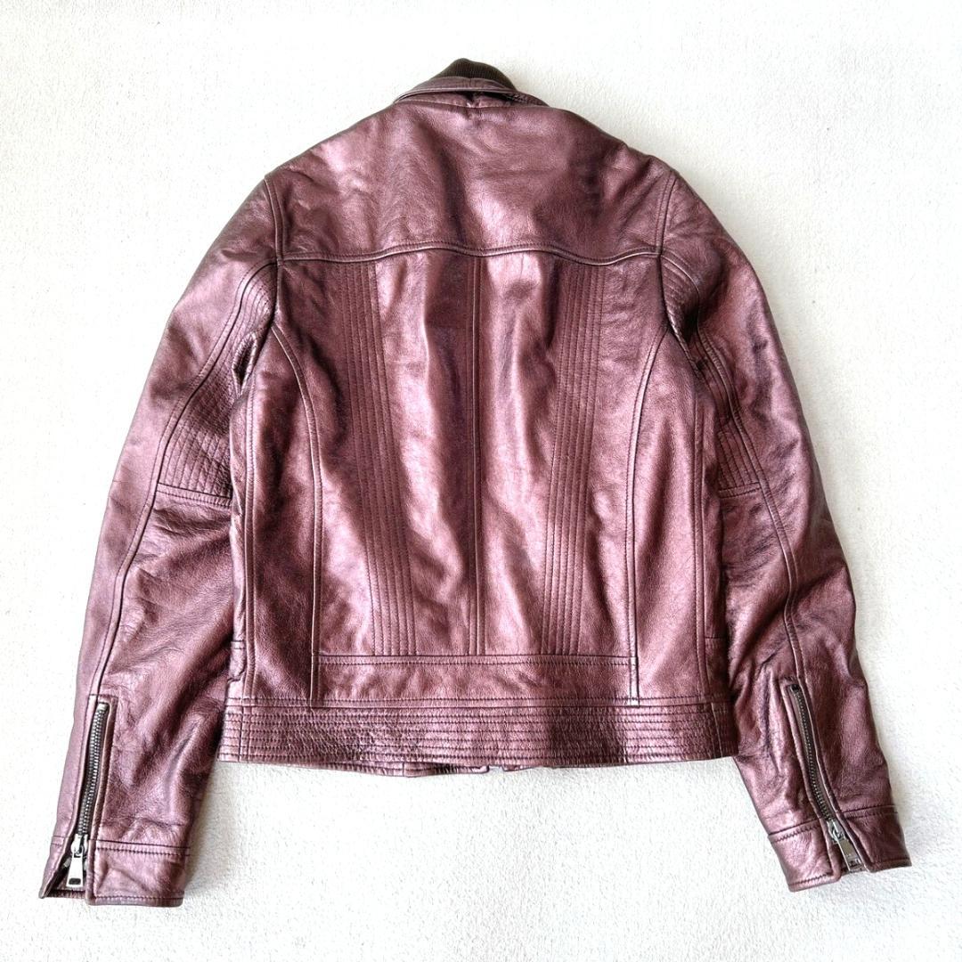 DOLCE&GABBANA ラムレザー メタリック ジャケット 50 ライダース