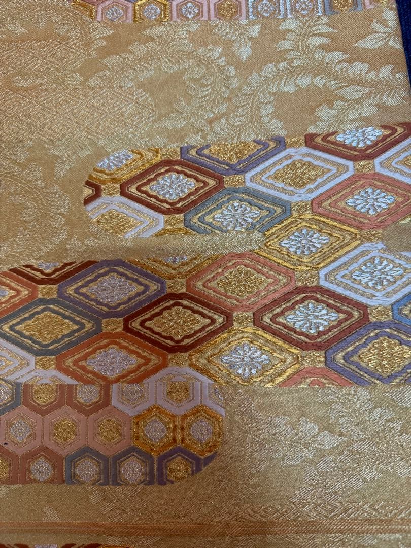 1932 袋帯 古代彫金紋  西陣織   金糸　高級上質上品　約440cm未使用