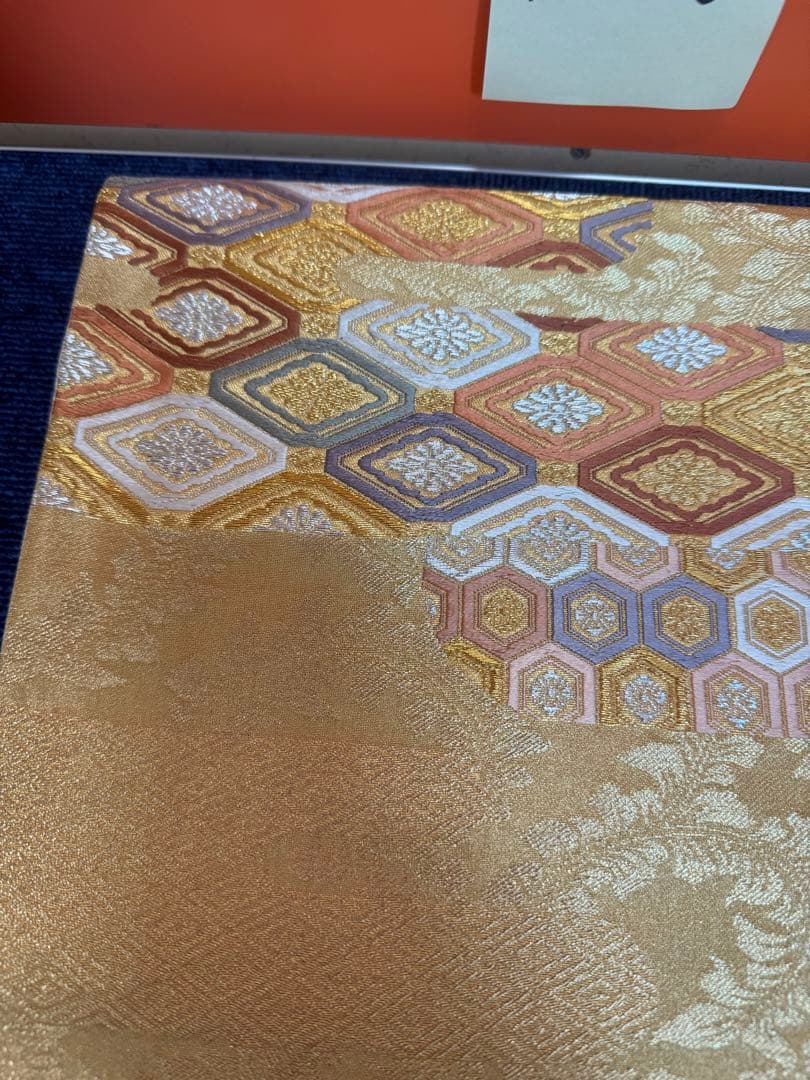 1932 袋帯 古代彫金紋  西陣織   金糸　高級上質上品　約440cm未使用