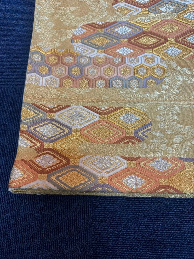 1932 袋帯 古代彫金紋  西陣織   金糸　高級上質上品　約440cm未使用