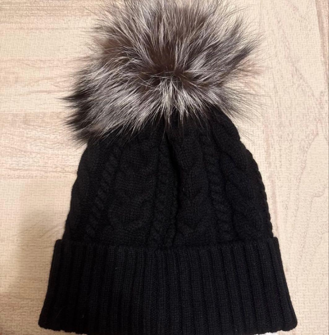 ニ*ム様 MONCLER ブラック ニット帽 ファー付き モンクレール