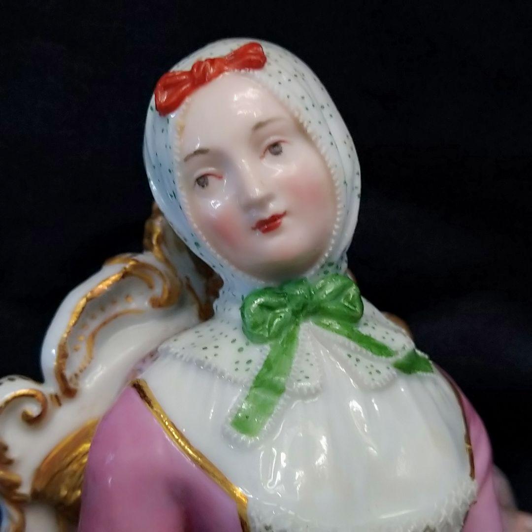 ✤1924年以前マイセン（Meissen）『糸を紡ぐ女性』