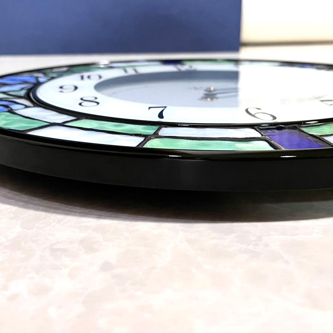 【新品】クイーン エリザベス2 ステンドグラス掛け時計　花時計