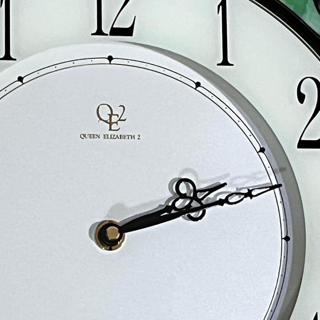 【新品】クイーン エリザベス2 ステンドグラス掛け時計　花時計