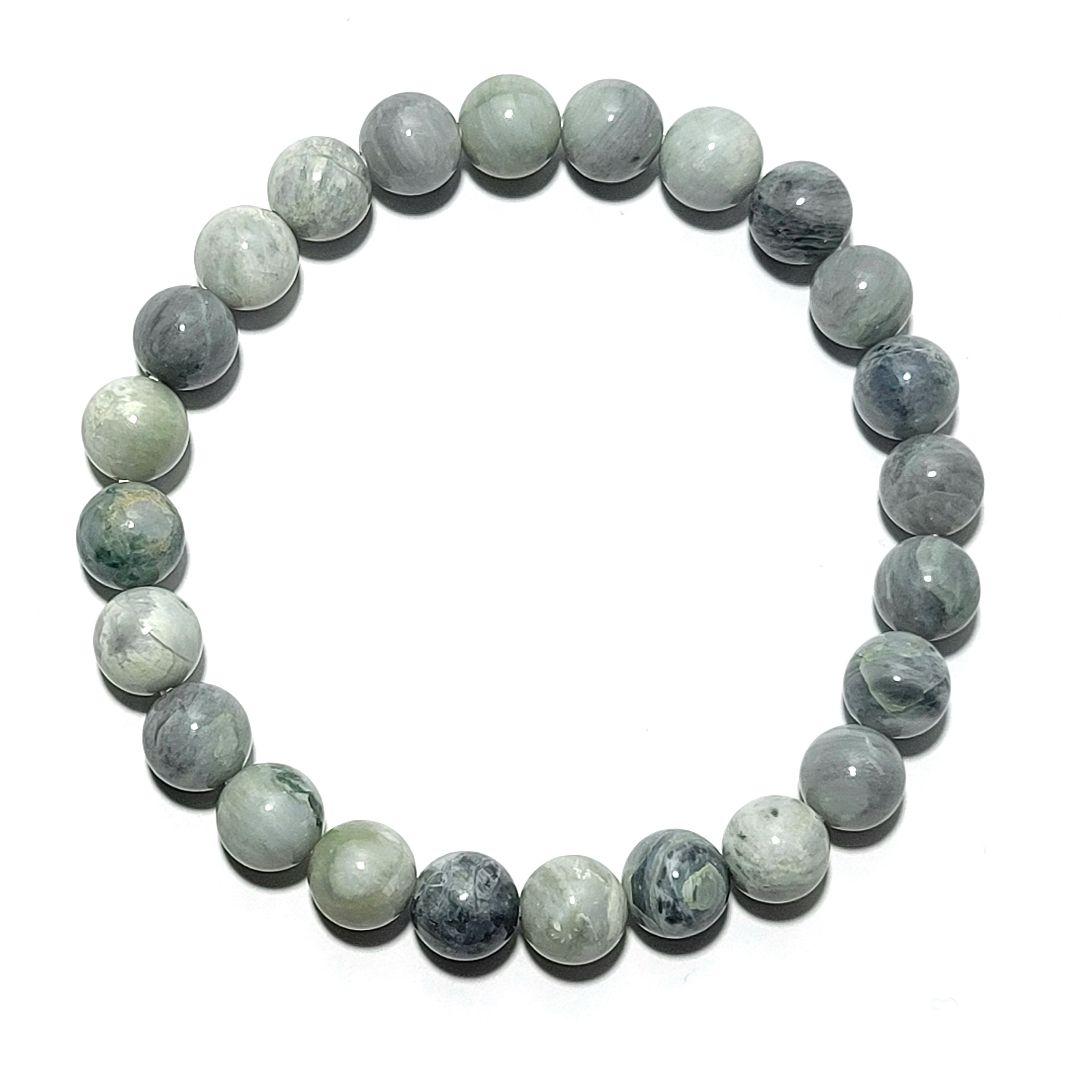 ピンク・糸魚川翡翠ブレスレット:8㍉玉×24個：16~17cmBR0083