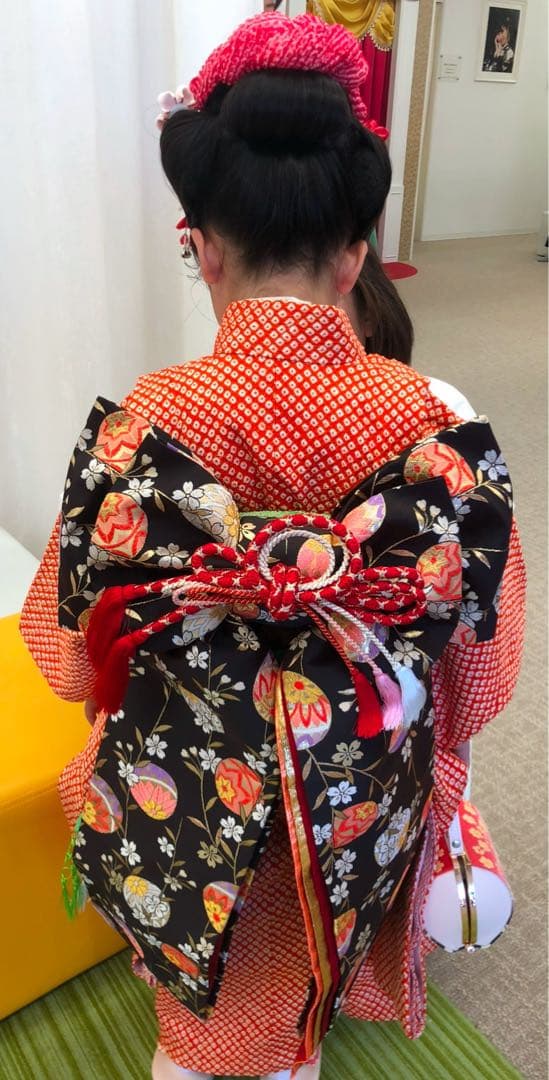 【美品　総絞り】7歳向け・正絹・総絞りのお着物セット　七五三　クリーニング済