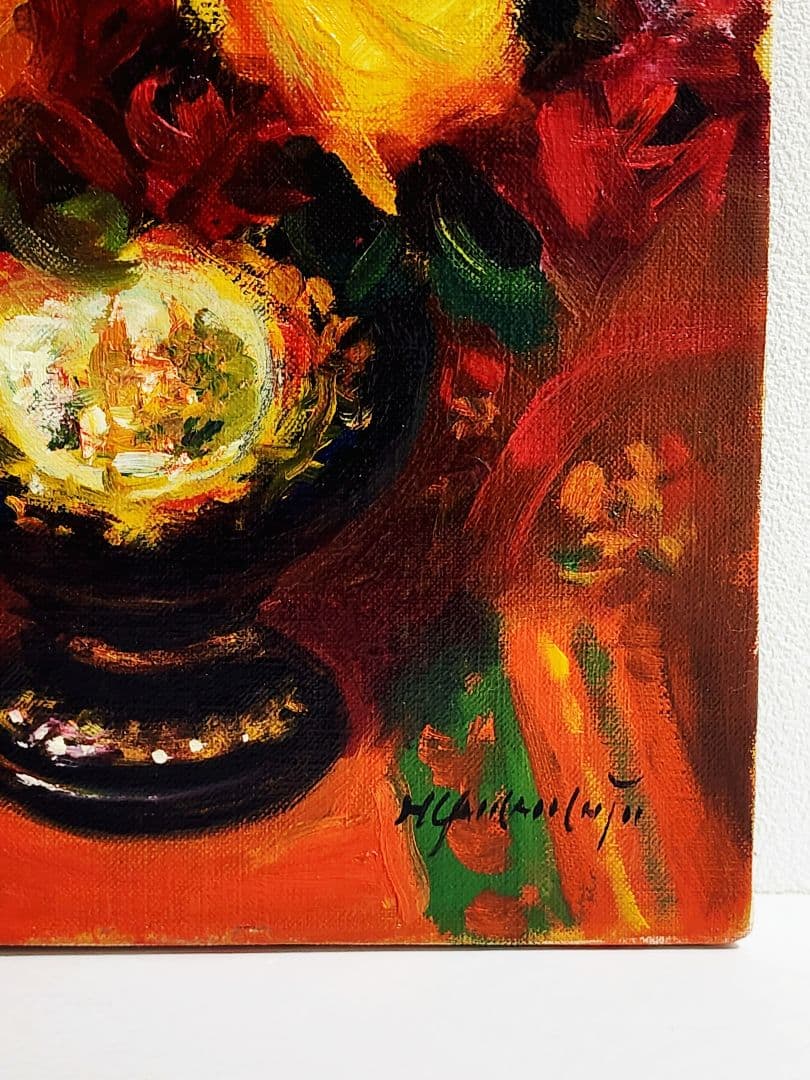 yoshipresson 山本彪一　薔薇　キャンバスに油彩　F4号　額装