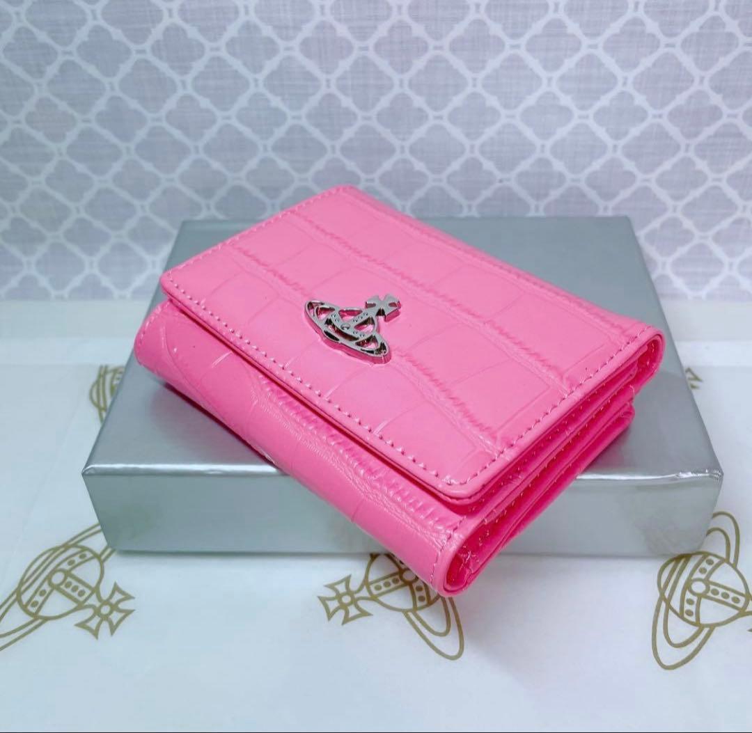 【内側柄も素敵☆最新作】Vivienne Westwood 三つ折財布 ピンク