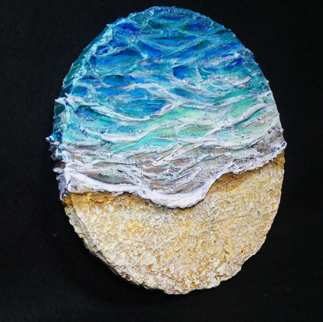 油絵 油彩 油彩画 絵 絵画 円形【丸い海】