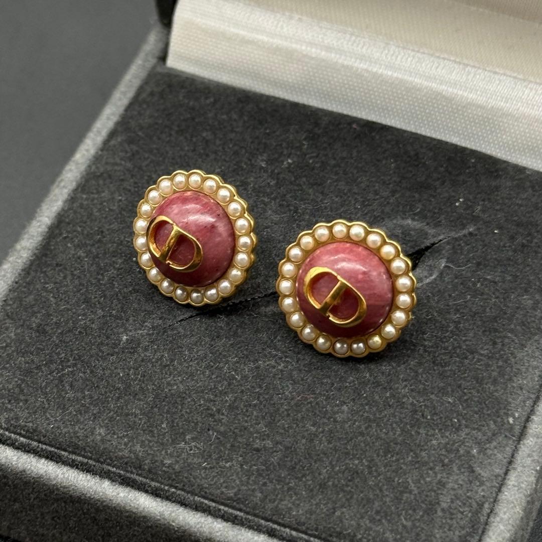 美品✨Dior Petit CD Baroque スタッドピアス ピンク