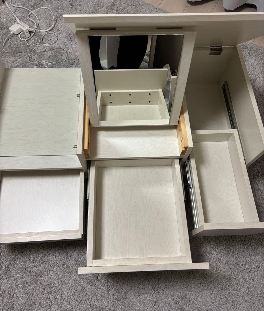 LOWYA ホワイト収納付き ドレッサーテーブル