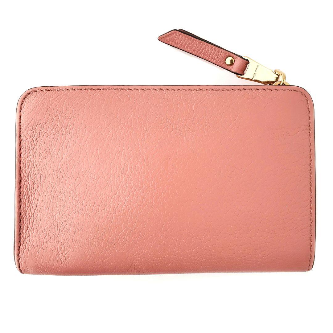 miu miu　3つ折り財布　マドラス　レザー　ミュウミュウ　ピンク