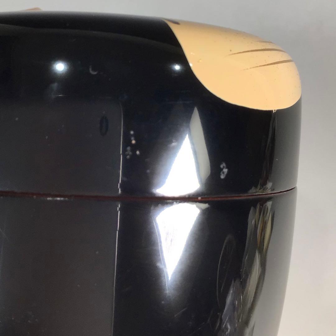 Ｎ９９８　棗　『中出松峰作』『黒漆内朱』『貝合立雛蒔絵』『中棗』　共箱　茶道具