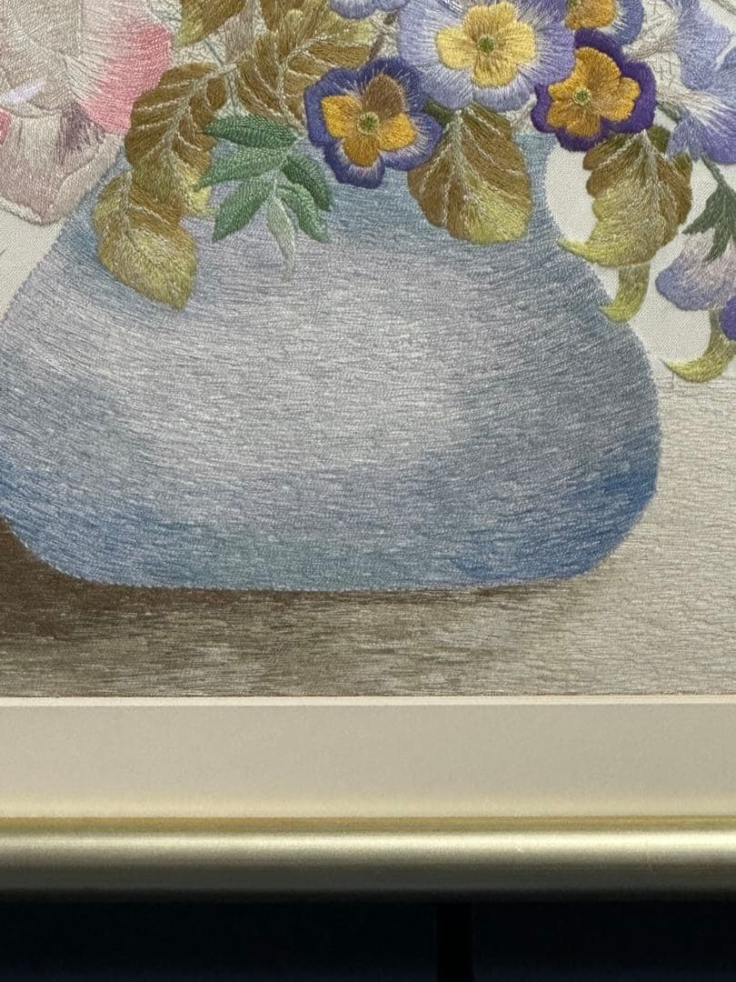 刺繍絵画　手作り　大型サイズ額縁　静物画　美術品　ア-ト インテリア