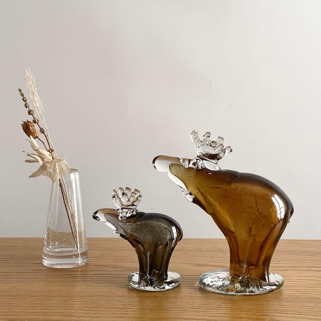 北欧ビンテージ Bianco Blu ガラス製 トナカイ セット 置物 オブジェ