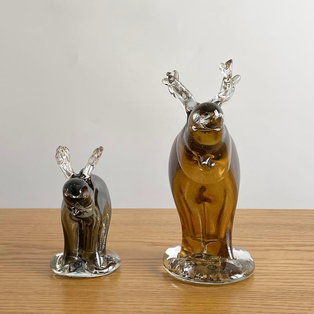 北欧ビンテージ Bianco Blu ガラス製 トナカイ セット 置物 オブジェ